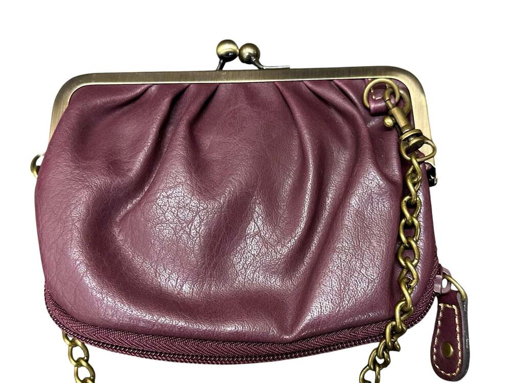 Axcess by Liz Claiborne Burgundy Kisslock Clutch Crossbody Bag